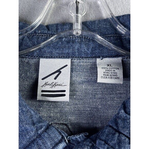 Vintage Karl Kani Denim Shirt Men's X-Large Relaxed Fit Blue Snap Closure - Picture 8 of 15